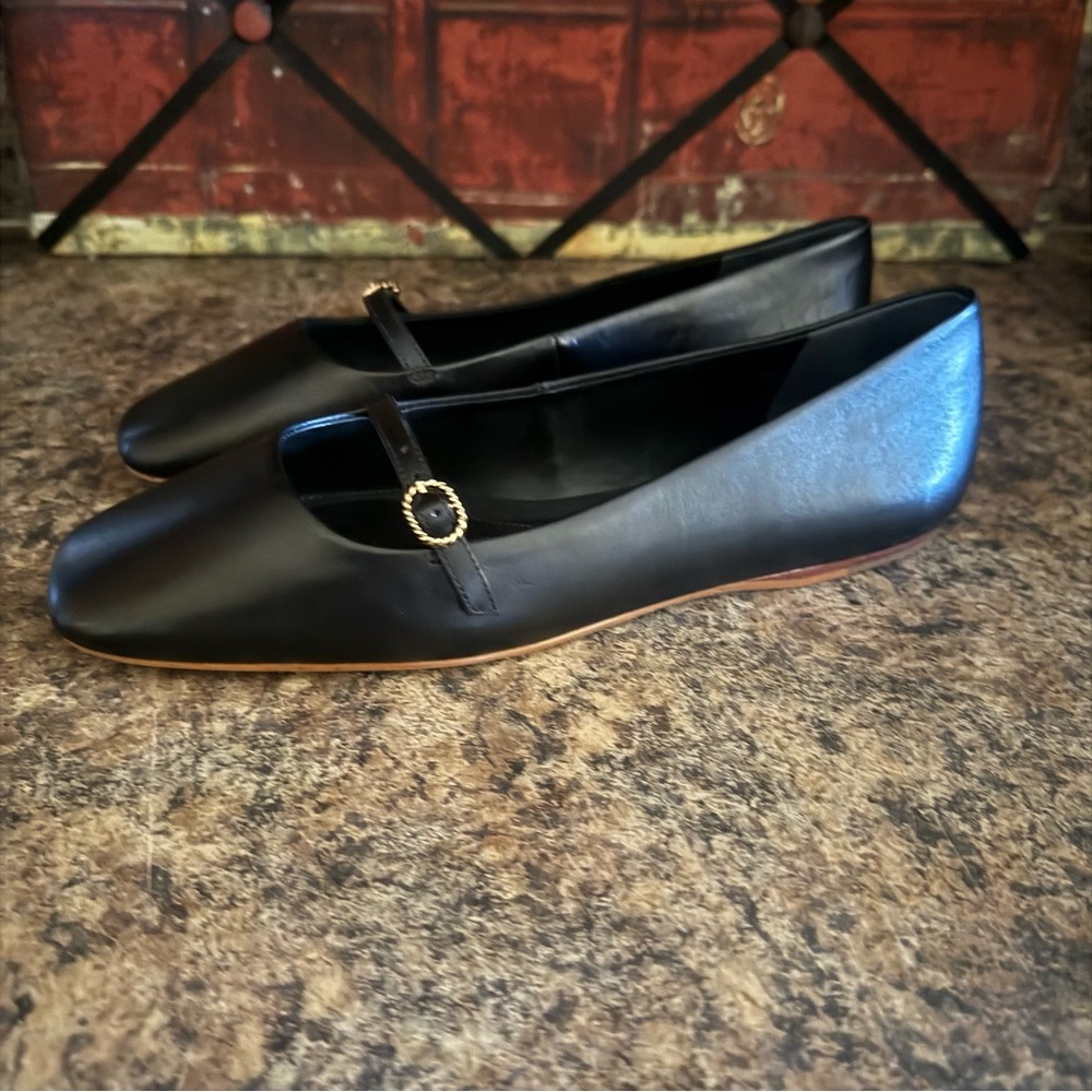 New Talbots Sloan Mary Jane Nappa Leather Black Women's Flats size 8